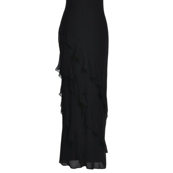 Wild Fable Black Ruffle Maxi Dress – Chic Short Sleeve, Effortless Elegance, NWT - Picture 2 of 6